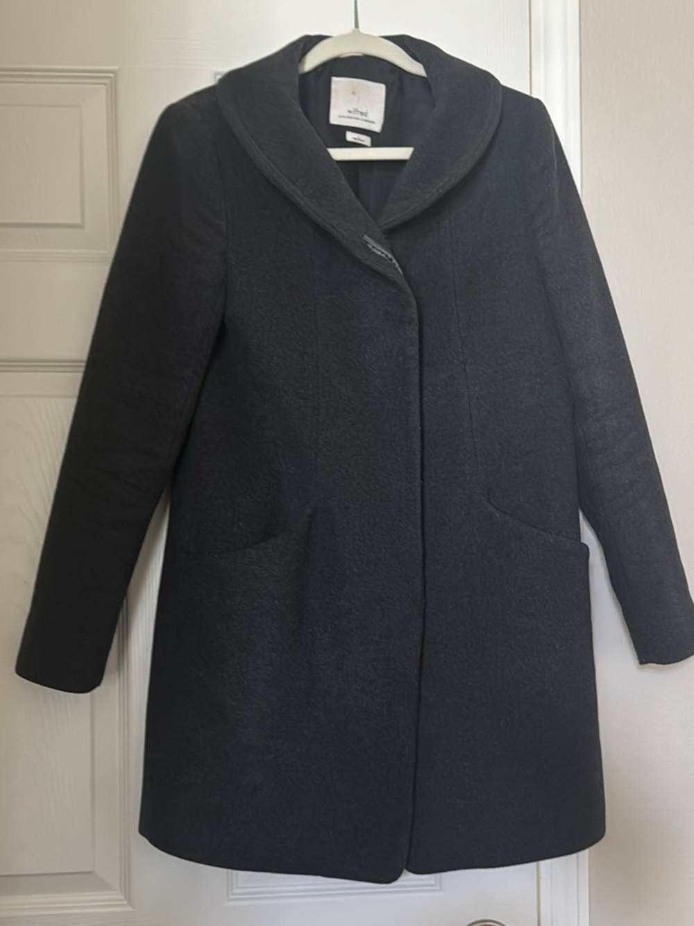 Women’s Aritzia Dark Gray Button-Up Wool Cashmere Blend Coat
